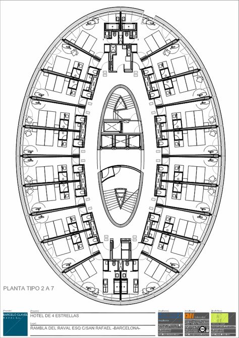 Barceló Raval Hotel / CMV Architects Hotel Room Plan, Hotel Design Architecture, Hotel Floor Plan, Hotel Floor, Affordable House Plans, Plans Architecture, Hotel Concept, Hotel Plan, Hotel Room Design