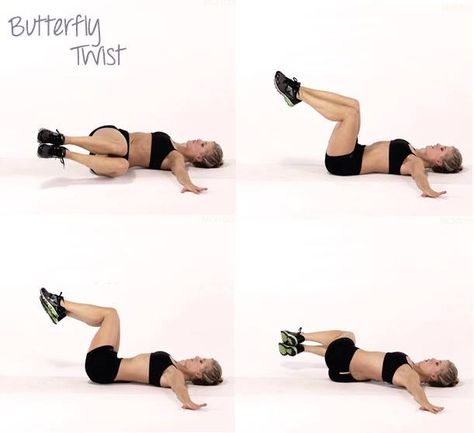 Butterfly twist - such a good exercise for waist. (Just a picture.) Butterfly Twists Workout, Wonyoungism Workout, Butterfly Twist, Vs Workout, Healthy Greens, Summer Body Workout Plan, Victoria Secret Workout, Summer Body Workouts, Abs Workout Gym