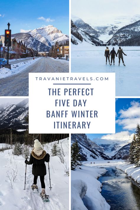 Banff Winter Things To Do In, Banff Ski Trip, Banff Itinerary Winter, Banff In The Winter, Banff In December, Banff Winter Itinerary, Lake Louise Canada Winter, Winter In Banff, Banff In Winter