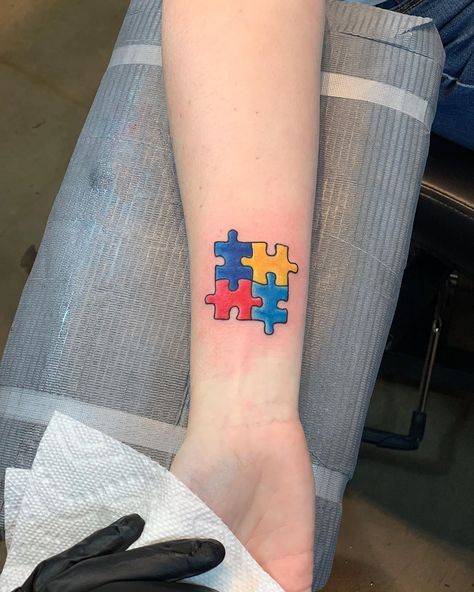 Jigsaw Tattoo, Puzzle Piece Tattoo, Puzzle Tattoos, 50 Tattoo, Unique Tattoos For Women, Awareness Tattoo, Club Tattoo, Key Tattoo, Hand Tattoos For Girls