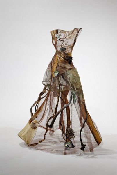 Christina Chalmers #art #sculpture http://artsyforager.wordpress.com/2011/10/06/deconstructing-beauty/ A Level Textiles, Sea Dress, Dress Forms, Art Dress, Soft Sculpture, Flowers And Leaves, Costume Design, A Dress, Textile Art