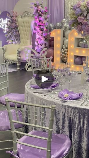 162 reactions · 13 shares | Jada’s shades of purple sweet 16! #butterflytheme #birthday ##sweet16 #celebrations #eventdesign #lavender #silver #partyplanner #partydecoration #eventplanner #luxdecor #pslvenue #classydecor | ACC Event Hall | Alan Avry · Shine On Me Sweet Sixteen Party Ideas Lavender, Pink And Purple Sweet 16, Diy Sweet 16 Decorations, Purple Sweet 16 Decorations, Sweet 16 Purple Theme, Lavender Sweet 16, Sweet 16 Birthday Party Ideas, Quinceañera Cakes, Sweet 16 Party Ideas