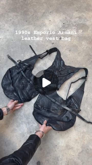 @elevated_archives | Once in a lifetime piece here, insanely rare 1990s Emporio Armani holster vest that can turn into a hand bag | Instagram Vest Bag, Holster Bag, January 23, Fall Winter 2024, Leather Vest, Once In A Lifetime, Winter 2024, Hand Bag, Textile Art