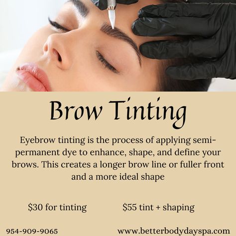 Eyebrow Tint Benefits, Brow Wax And Tint Before And After, Brow Waxing Tips, Brow Tint Aftercare, Brow Tint Aesthetic, Brow Lamination Quotes, Microblading Aesthetic, Brows Tinting, Brow Content