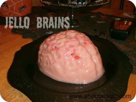 Jello Brain Recipe Jello Brain Mold Recipe Alcohol, Brain Jello Mold, Brain Jello, Jello Brain, Food For Halloween, Gross Halloween Foods, Brain Mold, Halloween Jello, Jello Mold Recipes