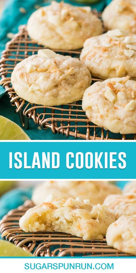 White Macadamia Nut Cookies, Island Cookies, Macadamia Nut Recipes, Macadamia Nut Cookies Recipe, Nestle Recipes, Sugar Spun Run, White Chocolate Macadamia Nut Cookies, Coconut Cookies Recipes, Macadamia Cookies