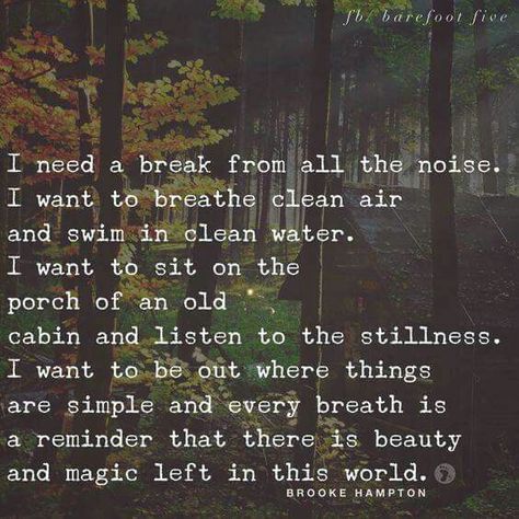 I need a break from all the noise. Old Cabin, Quotes Nature, Camping Quotes, Camping Essentials, Nature Quotes, In The Woods, Travel Quotes, The Words, Great Quotes