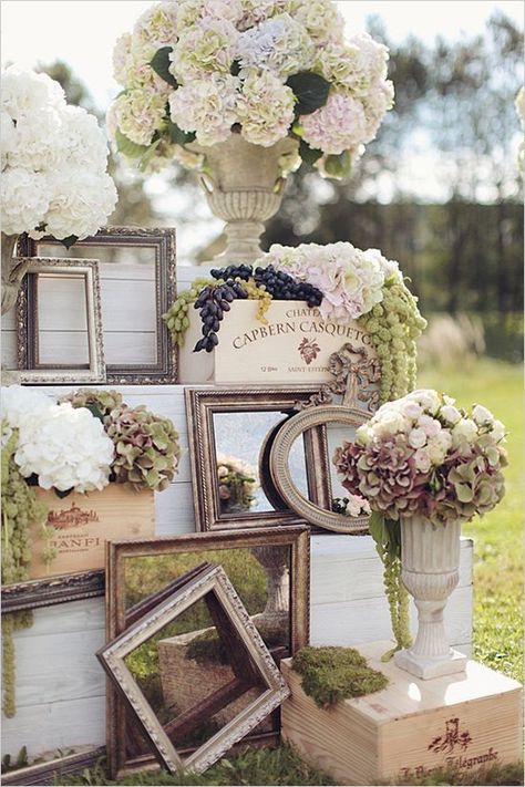 use-mirrors-for-a-rustic-wedding Rustic Wedding Reception, Vintage Wedding Decorations, Mod Wedding, Wedding Cake Designs, Rustic Wedding Decor, Wedding Deco, Event Styling, Wedding Themes, Reception Decorations