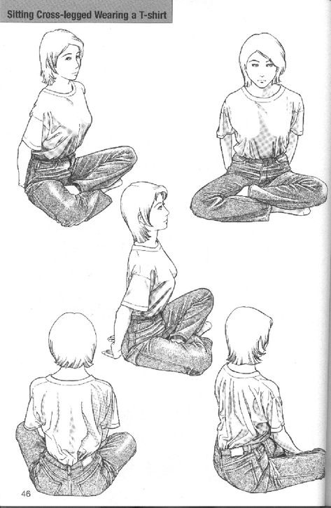 Folded Legs Sitting Reference, Person Sitting Cross Legged Drawing, Criss Cross Pose Reference, Sitting Pose Reference Back View, Criss Cross Sitting Reference, Sitting Cross Legged Reference, Sitting Criss Cross Reference, Manga Drawing Books, Sitting Pose Reference