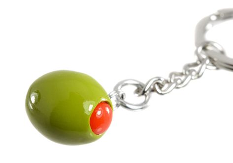 Olive Keychain Our Olive Key chains are the size of a real olive!!  Each  Key chain is professionally handmade from polymer clay here on the Charm Farm!  Thank you for taking the time to visit today! Return to my shop - https://www.etsy.com/ca/shop/CustomCharmFarm Designs, images, and text ©2015 CustomCharmFarm. All rights reserved. Cool Keychains, Cute Keychain, Mellow Yellow, Bits And Bobs, Key Chains, Little Gifts, Sake, Keychains, Polymer Clay