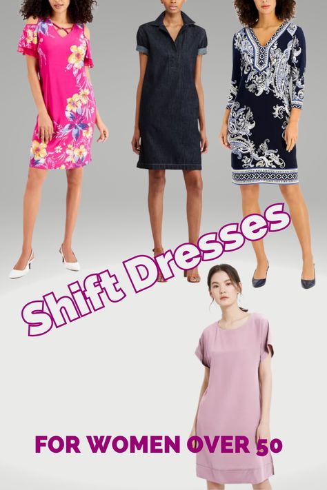 Do you like wearing dresses when the weather is warm? There is nothing quite as airy as an A-line shift that is flattering for most women if you choose a style based on your body type. Click here for some examples. #affiliate Shift Dress Outfit, Shift Dresses For Women, Dresses For Women Over 50, Dress Types, Apple Body Shapes, Shift Dress Pattern, Shift Dresses, Womens Shift Dresses, Wardrobe Inspiration