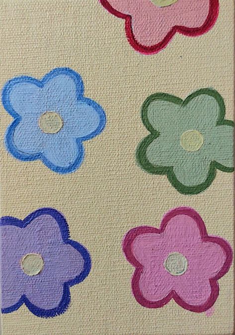 Flower Canvas Painting Aesthetic, Cute Painted Flowers Simple, Maroon Painting Canvas, Cute Basic Painting Ideas, Cute Painting Gifts, Cute Simple Flower Paintings, Easy Flower Painting For Beginners, Drawing Ideas Easy Flowers Simple, Paint And Pass Ideas