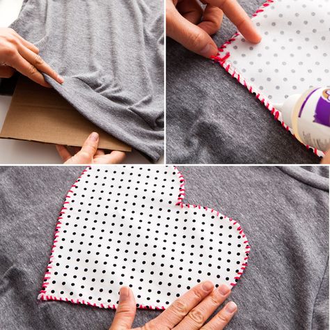 DIY heart sweatshirt Diy Valentine Sweatshirt, Stitch Sweatshirt, Heart Tshirt, Heart On Your Sleeve, Diy Heart, Diy Sweatshirt, Embroidery Template, Fabric Hearts, Fabric Heart