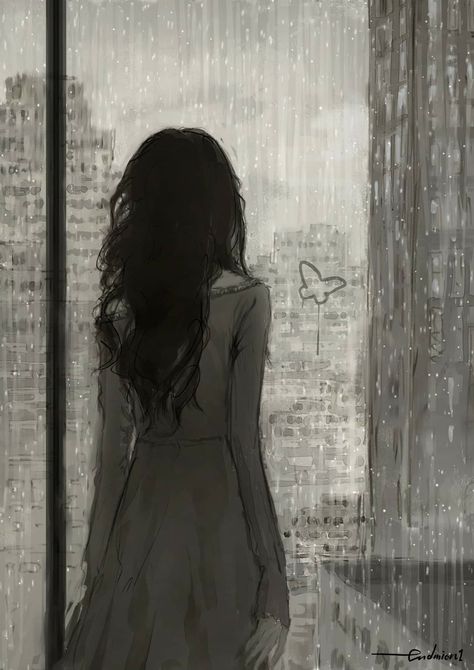 by the wet window I'm drawing you for a short time Your voice I think I can hear it Becky Hemsley, Rain Love, Corel Painter, Paper Background Design, Art Basics, Love Illustration, Fantasy Aesthetic, Digital Art Anime, Woman Drawing