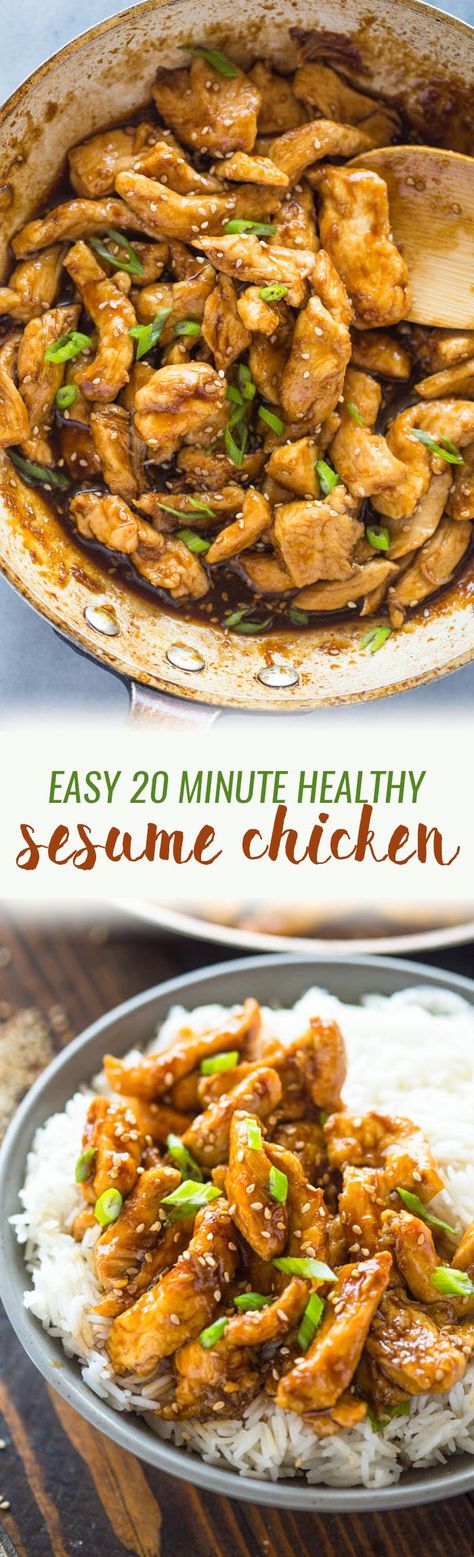 Healthier 20 Minute Sesame Chicken Healthy Sesame Chicken, Sesame Chicken Recipe, 2b Mindset, Yummy Meals, Cooking Easy, Paleo Lunch, Sesame Chicken, Asian Dishes, Food Stuff