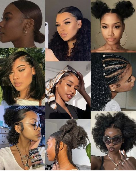 Natural Hair Fro Styles, Natural Curly Hair Festival Styles, Quick Natural Hair Styles For School, Natural Quick Hairstyles For Black Women, Aesthetic Hairstyle Ideas, 2023 Haircut Trends, Cute Curly Hair, Aesthetic Hairstyle, Quick Curly Hairstyles