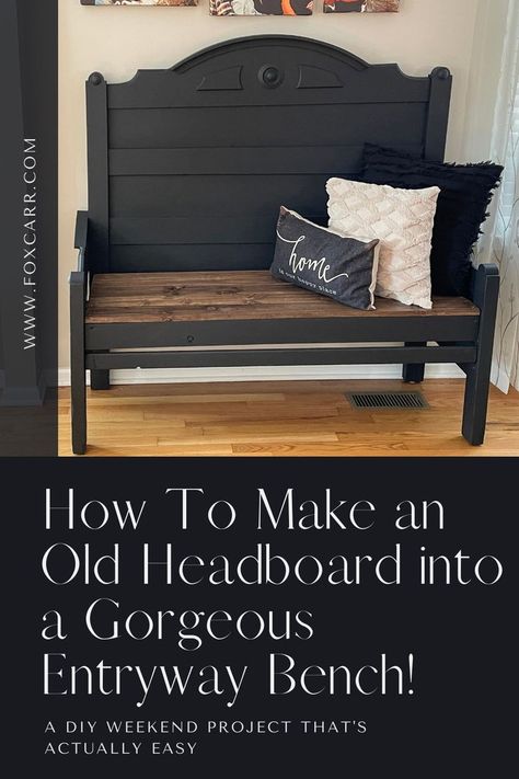 Bench Made From Headboard And Footboard, Diy Headboard Bench, Shabby Chic Patio, Diy Shabby Chic, Headboard Benches, Old Headboard, Home Entryway, Headboard Bench, Home Stores