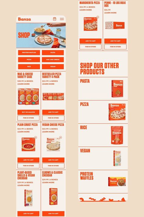 Pizza Variety, Waffle Pizza, Mobile Website Design, Protein Waffles, Vegan Shopping, Mobile Website, Margherita Pizza, Pizza Pasta, Brutalism