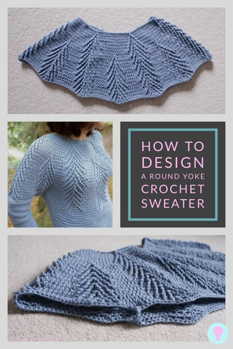 Every time I release a top-down round yoke crochet sweater or cardigan I get asked by crochet lovers how I designed it. There is no simple formula but with this post, I will walk you through the design process step by step so you can learn how to make your own crochet sweaters. Ideal for budding crochet designers or those interested in construction. It’s also suitable for knitters. #icelandicsweater #crochetdesign #roundyoke I Release, Crochet Yoke, Crochet Sweater Pattern Free, Crochet Cardigans, Crochet Sweaters, Crochet Cardigan Pattern, Crochet Lovers, Crochet Top Pattern, Sweater Crochet Pattern