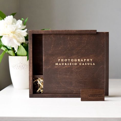 Wood Box Packaging Design, Wooden Gift Box Ideas Birthday, Wedding Gift Box From Photographer, Luxury Wooden Box Packaging, Luxury Wooden Boxes, Wooden Box Packaging, Custom Mailer Boxes, Luxury Box Packaging, Wooden Photo Box