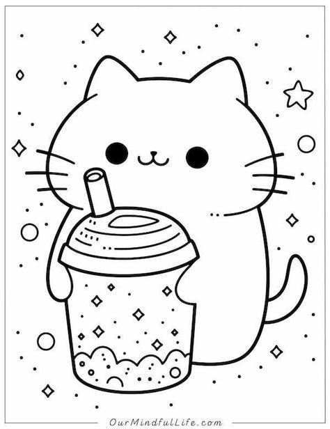 Cute Drawings Coloring Page, Cute Drawings Printable, Cute Colouring In Pages, Cat Free Printable, Color Pages Free Printable, Coloring Book Pages Printables, Cat Colouring Pages, Cute Coloring Pages Free Printable, Color Book Pages