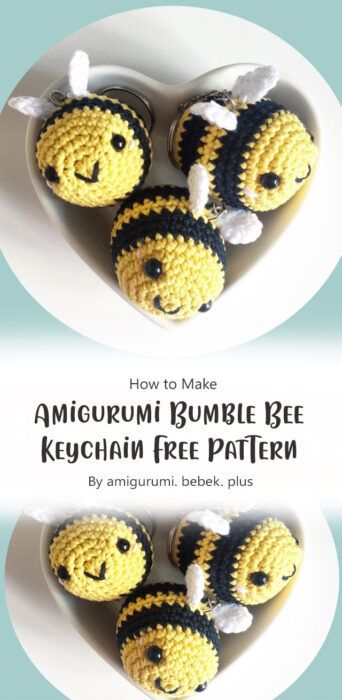 Colorful Amigurumi, Crocheted Bee, Bee Keychain, Crochet Keychains, Free Crochet Amigurumi, Keychain Pattern, Keychain Ideas, Crochet Idea, Knitting Loom