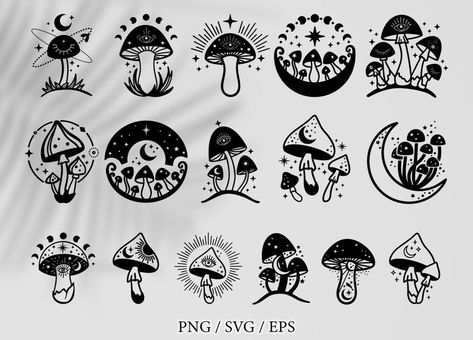 Small Keychains, Mushroom Svg, Celestial Svg, Mushroom Tattoos, Trendy Svg, Witch Tattoo, Mushroom Drawing, Witch Svg, Doodle Tattoo