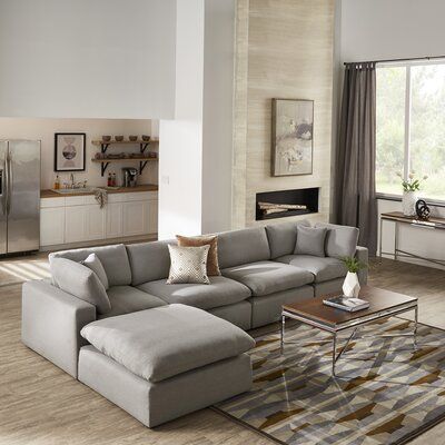 Some days, you just want to curl up under a blanket with a good book or your favorite TV show. With this chaise sectional sofa with ottoman, those days can be every day. No need to worry about coordinating color schemes this sectional comes in a neutral, cloud-like grey color so it can effortlessly match your style. Melt into the ultra-plush foam cushioning. Cozy up with a warm cup of Joe against the ever-soft linen fabric and kick your feet up on the chaise. Wood construction guarantees support Family Rooms With Sectionals, Basement Den, Cozy Sectional, Dc House, Gray Sectional, Sectional With Ottoman, Grey Sectional, Space Black, Sectional Sofa Couch