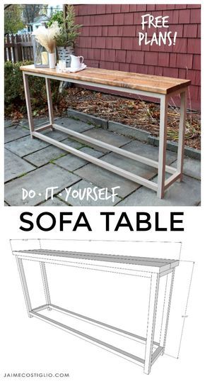 How to make a DIY sofa table - free plans Simple Sofa Table, Cream Couch, Meja Sofa, Diy Console, Diy Console Table, Simple Sofa, Diy Sofa Table, Couch Table, Diy Sofa