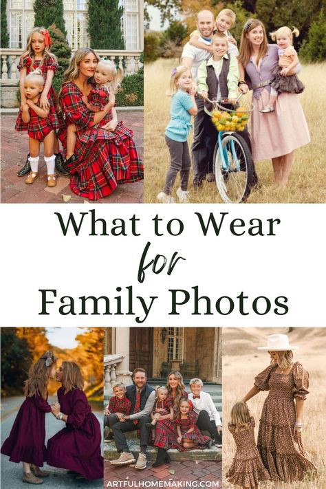 Need some inspiration for what to wear for a family photoshoot? Check out these helpful ideas! 2023 Photoshoot, Family Pictures What To Wear, Family Holiday Pictures, Happy Homemaking, Pick Outfits, Family Photoshoot Outfits, Christmas Photoshoot, Holiday Pictures, Photo Outfit