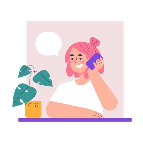 Talking On Phone Illustration, Talking On The Phone Illustration, Person Talking, Phone Illustration, Talking On The Phone, On The Phone, Girl Talk, Art Poses, The Hand