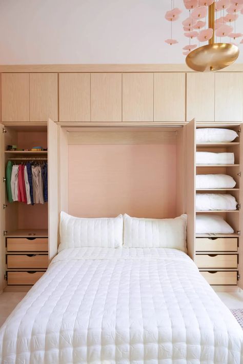 How to Maximize Space in Your Bedroom - The New York Times Bed And Closet Combo, Guest Bedroom Closet Combo, Small Multipurpose Guest Room, Guestroom Office Combo, Office With Murphy Bed, Murphy Bed Office, Multipurpose Guest Room, Guest Room Colors, Tiny Loft