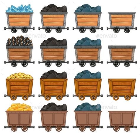 Mining Logo, Mine Cart, Gold Illustration, Information Technology Logo, Gold Mining, Art Challenge, Logo Icons, Art Lessons, Vector Art