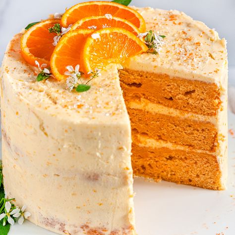 Orange Sunshine Cake, Tahini Cake, Orange Buttercream Frosting, Orange Cream Cake, Grapefruit Cake, Spring Time Desserts, Orange Buttercream, King Arthur Baking, Recipes To Bake