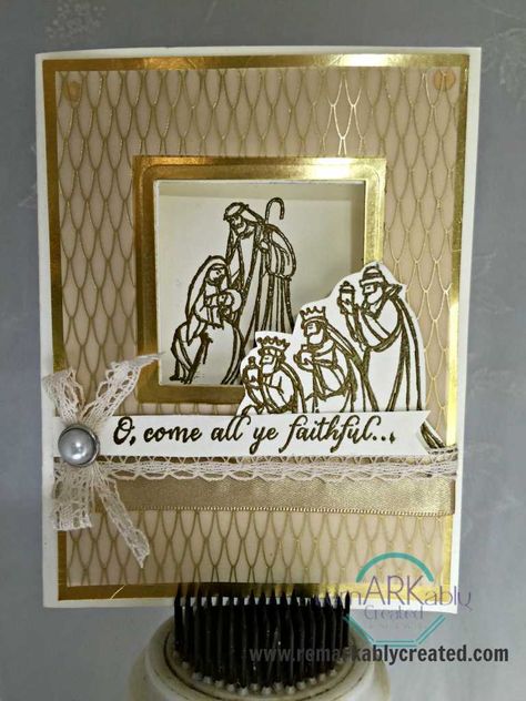 Oh Come All Ye Faithful, Nativity Cards, Religious Christmas Cards, Hand Stamped Cards, Holiday Stamping, Homemade Christmas Cards, Stampin Up Christmas Cards, Religious Christmas, Stampin Up Christmas