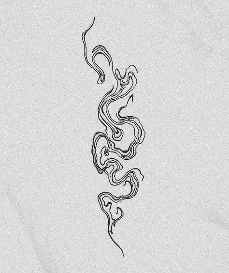 Abstract Pisces Tattoo, Adding White To Black Tattoo, Abstract Wavy Line Tattoo, Abstract Squiggle Tattoo, Organic Shape Tattoo, Freeform Tattoo, Kishi Kaisei Tattoo, Flowy Line Tattoo, Fluidity Tattoo