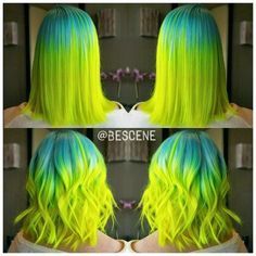 DIY Hair: 10 Neon Hair Color Ideas Neon Hair Color, Rave Hair, Neon Hair, Beautiful Hair Color, Bright Hair, Funky Hairstyles, Hair Color Blue, Yellow Hair, Mermaid Hair