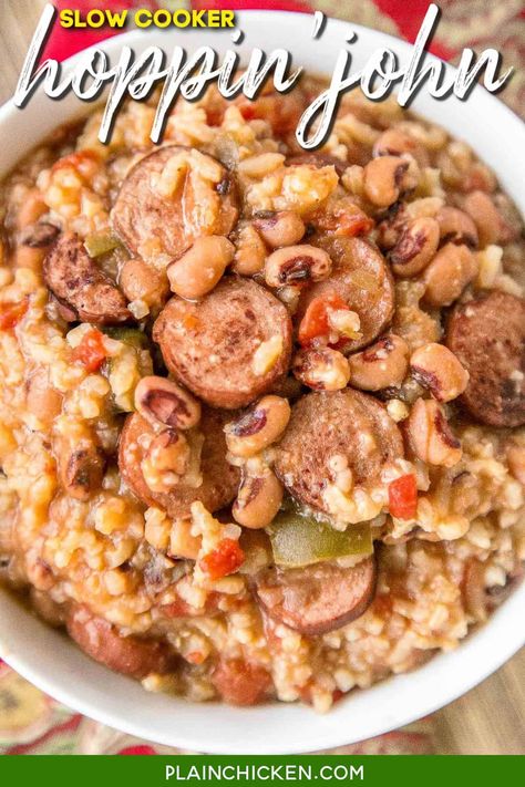 Slow Cooker Hoppin John Recipe, Plain Chicken Recipe, Hoppin John Recipe, Hoppin John, Plain Chicken, New Year's Food, Pea Recipes, Cajun Recipes, Slow Cookers