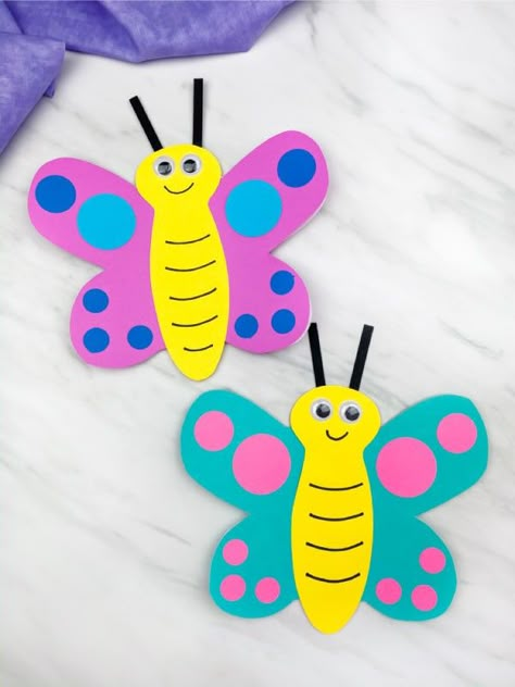 Butterfly Crafts Preschool, Butterfly Art And Craft, Paper Butterfly Crafts, Butterfly Craft, Insect Crafts, Homemade Card, Butterfly Card, Craft Card, Mothers Day Crafts For Kids