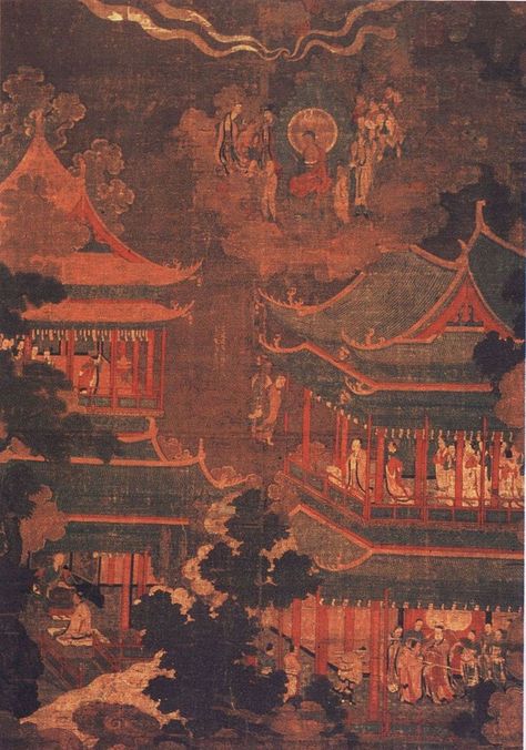 Goryeo Seopum (918-1392) Painting of the Imperial Palace. Medieval Korea. Korean Architecture, Ancient Korea, Seni Korea, Moon Palace, Korean Painting, Haunted History, Strange History, Tudor History, Korean History