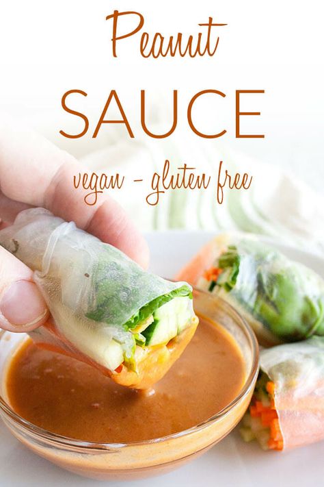 tamari, Tofu Spring Rolls, Spring Rolls With Peanut Sauce, Healthy Spring Rolls, Spring Roll Sauce, Easy Peanut Sauce, Vegan Spring Rolls, Vegetable Spring Rolls, Thai Peanut Sauce, Vegan Sauces