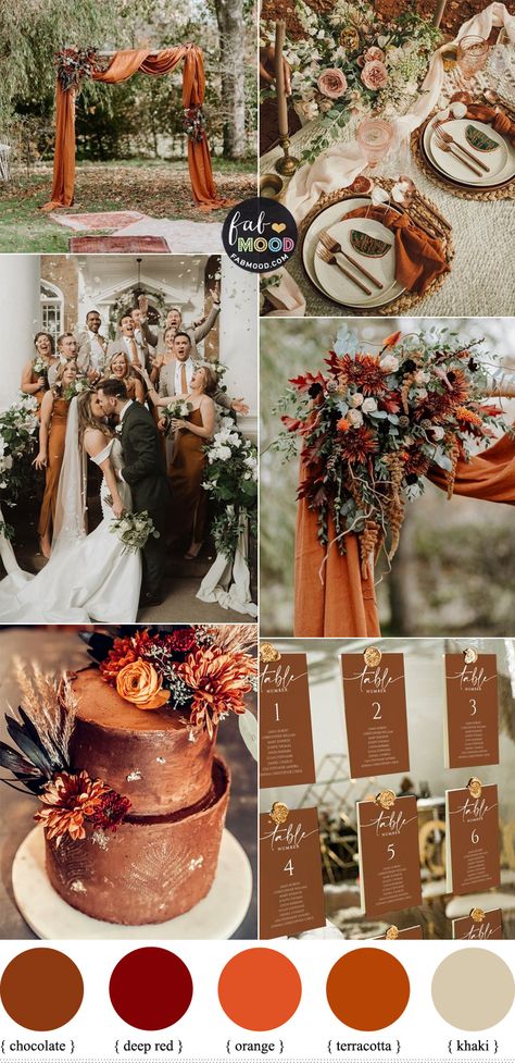 Bronze And Terracotta Wedding, Terracotta Sage Wedding Palette, Terracotta Themed Wedding, Rust Coloured Wedding, Terracotta Wedding Colors Palette, Amber And Sage Green Wedding, Terracotta Ivory And Sage Green Wedding, Terracotta Palette Wedding, Rust Colour Wedding Theme