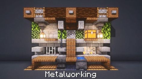 Workstation Design Ideas, Minecraft Workstation, Minecraft Room Designs, Minecraft Rooms, Interior Design Minecraft, Workstation Design, Minecraft Shops, Workstations Design, Minecraft Interior