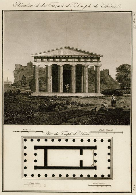 Temple Of Hephaestus Drawing, Greek Temples Drawings, Temple Plan, History Sketches, Ancient Greece Projects, Temple Of Hephaestus, Greek Temples, Greek Tattoo, Architecture Antique