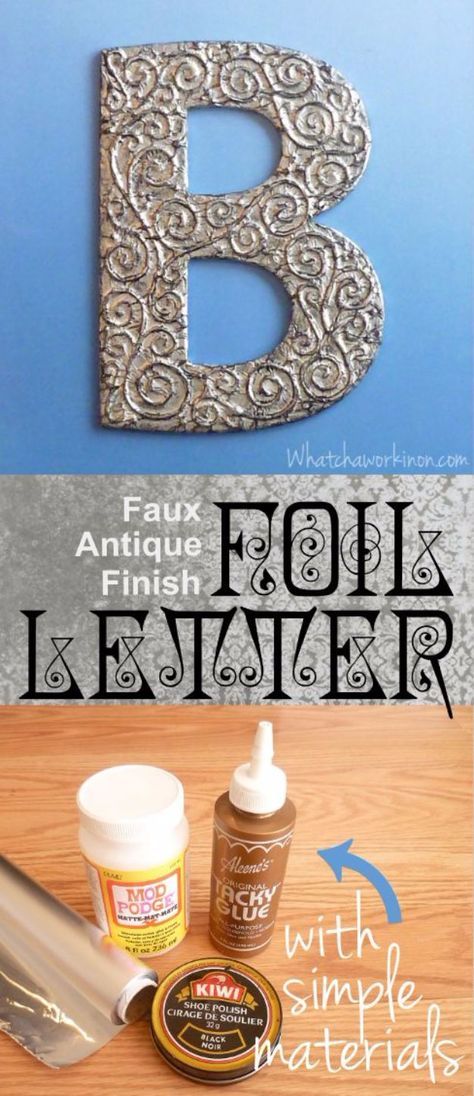 Diy Wall Letters, Eyeball Drawing, Foil Crafts, Aluminum Foil Art, Mod Podge Crafts, Metal Embossing, Letter Decoration, Diy Letters, Tin Foil