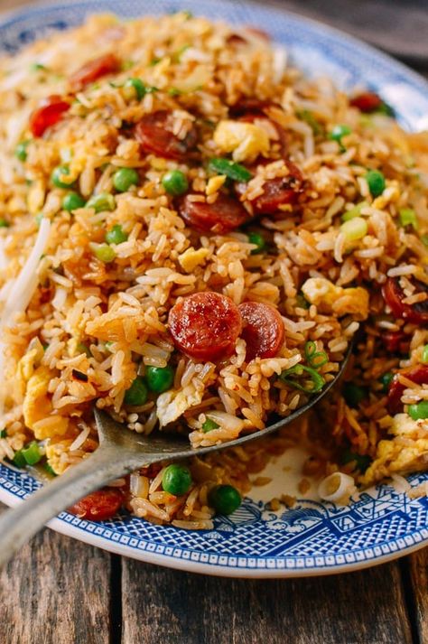 Chinese Sausage Fried Rice (Lop Cheung Chow Fan): A 20-Minute Recipe Sausage Fried Rice, Quick Fried Rice, Gluten Free Chinese, Fried Rice Recipes, Fried Rice Recipe Easy, Rice Fried, Chinese Sausage, 20 Minute Recipes, Cooking White Rice