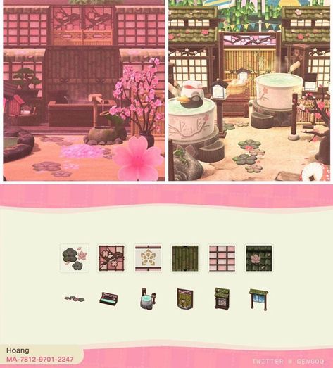 Animal Crossing: New Horizons on Instagram: “Japanese Onsen Ambience Codes + Diagonal Bricks + Space Path Collection! 🎐 - 💞follow @animalcrossingoutfits for more!💞 . . Designers:…” Japanese Town, Japanese Animals, Animal Crossing 3ds, Animal Crossing Guide, Animal Crossing Qr Codes Clothes, Path Design, Island Theme, Qr Codes Animal Crossing, Animal Crossing Villagers