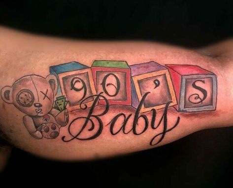 90s Baby Tattoo 90s Baby Tattoo, Tattooed Fashion, Baby Tattoo Ideas, Born In The 90s, 90s Tattoos, Tattoo Realism, Baby Tattoo Designs, Baby Tattoo, Tattoo Quotes For Women