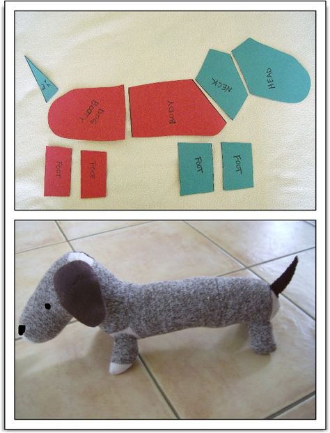 Sock Monkey-Style Dachshund -tutorial- Sock Stuffed Animals Diy, Sock Animals Tutorial, Sock Dog, Animals Inspiration, Sock Monkey Pattern, Diy Sock Toys, Monkey Style, Monkey Pattern, Sock Dolls