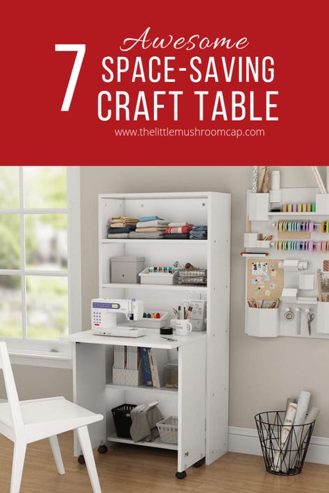 Small Sewing Space, Sewing Room Furniture, Small Craft Rooms, Craft Cupboard, Little Mushroom, Table For Small Space, Quilting Room, Best Craft, Craft Room Storage